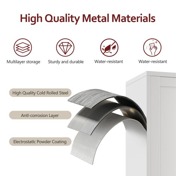 AUEYTVR Metallschrank mit Kleiderstange, 180 cm, Metall-Kleiderschrank mit 2 Türen und 2 verstellbaren Einlegeböden für Schlafzimmer, Waschküche, Garderobe