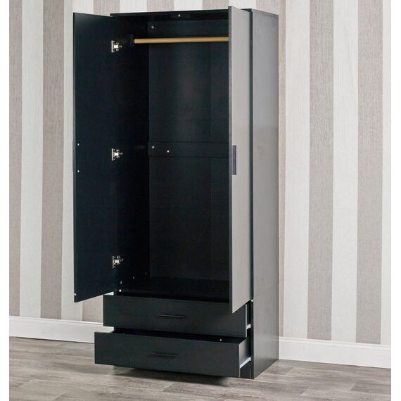 URBNLIVING Schwarzer Holzschrank für Schlafzimmer, Kommode, Schminktisch, Kleiderschrank mit 2 Türen
