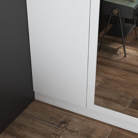 3 Türen Spiegelschrank für Schlafzimmer Schlafzimmer Möbel Robe mit 6 Staufächern, Kleiderstange, 115,4 x 50 x 180 cm (Weiß)