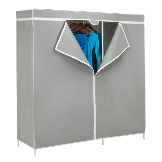 Honey-Can-Do WRD-03746 Stahlrahmen-Kleiderschrank, 152,4 cm, Stoff, Silver, 46.99 x 11.43 x 83.82 cm