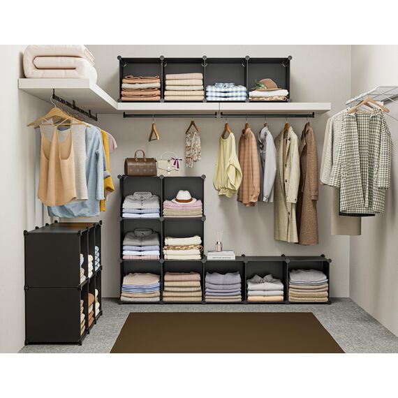 HOMIDEC Kleiderschrank, Tragbarer Regalsystem, Schrank aus Kunststoff mit 2 Kleiderstange, Schlafzimmerschrank kleiderschrank Weiss für Schlafzimmer