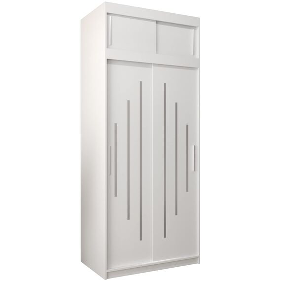 Kryspol Schwebetürenschrank York 100 cm Kleiderschrank mit Kleiderstange und Einlegeboden Schlafzimmer- Wohnzimmerschrank Schiebetüren Modern Design (Weiß mit Erweiterung)