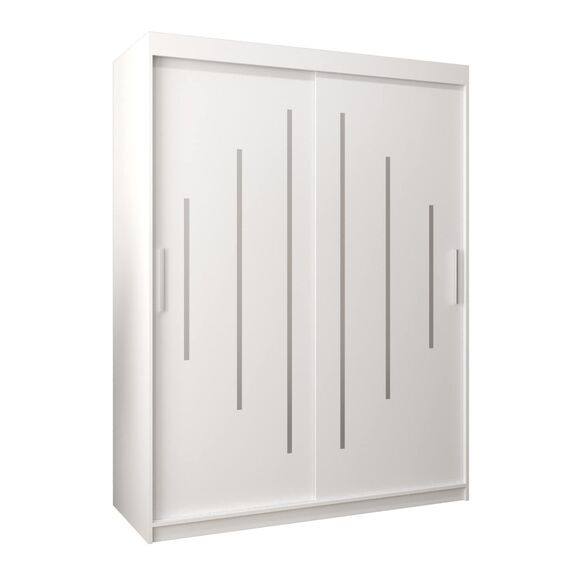 MEBLE KRYSPOL - Kleiderschrank, Schlafzimmerschrank - Schrank Zwei Türen - 4 Fachböden, 2 Stangen, Fachboden - Garderobenschrank York, Körperfarbe Weiß, Frontfarbe Weiß - 150x62x200cm