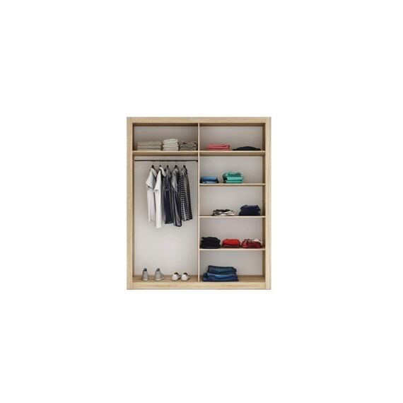 Schwebetürenschrank Kleiderschrank AR-04 ARTI Garderobenschrank mit Spiegel Schiebetürenschrank (Schwarz Matt)