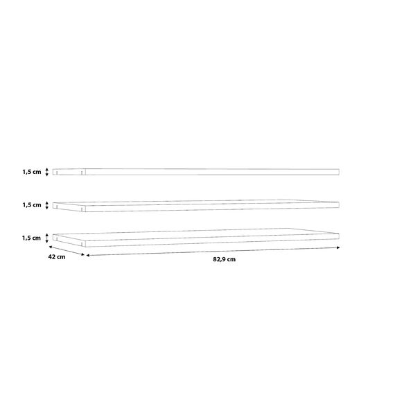 FORTE Einlegeböden 3-er Set für 170er Schwebetürenschränke, Holzwerkstoff, Grau, 82,9 x 42 x 1,5 cm