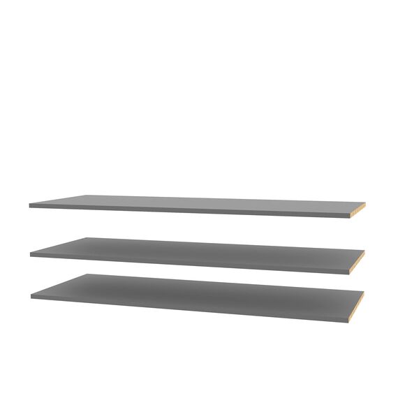 FORTE 3-er Set Einlegeböden breit, Holwerkstoff, Grau, 107,8 x 42 x 2,2 cm