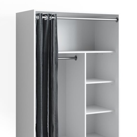 Vicco Kleiderschrank Doros, Weiß, 100 x 146.6 cm mit Rollen, mit Rollen zur flexiblen Platzierung im Raum