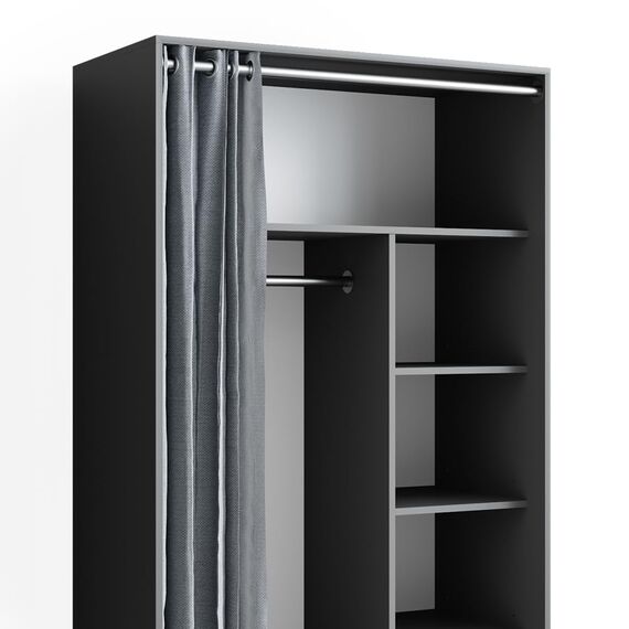 Vicco Kleiderschrank Doros, Grau, 100 x 168 cm mit Rollen, mit Rollen zur flexiblen Platzierung im Raum