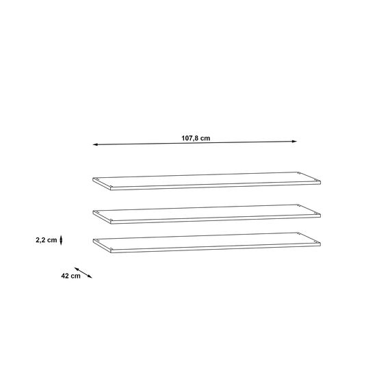 FORTE 3-er Set Einlegeböden breit, Holwerkstoff, Grau, 107,8 x 42 x 2,2 cm