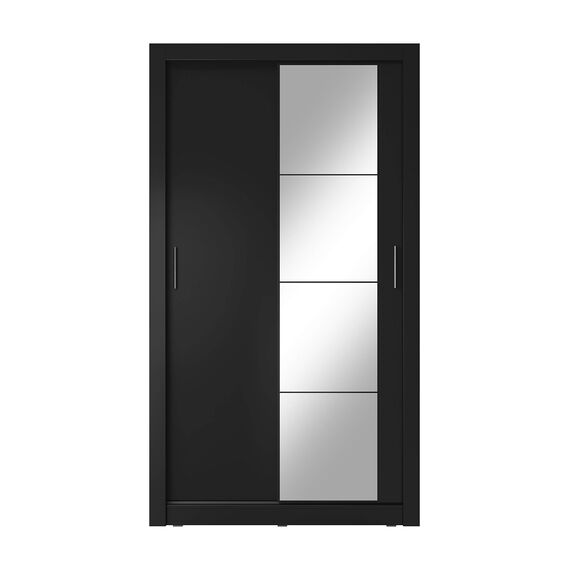 Schwebetürenschrank Kleiderschrank AR-06 ARTI Garderobenschrank mit Spiegel Schiebetürenschrank (Schwarz Matt)