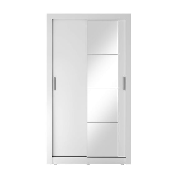 Schwebetürenschrank Kleiderschrank AR06 ARTI Garderobenschrank mit Spiegel Schiebetürenschrank (Weiß Matt)