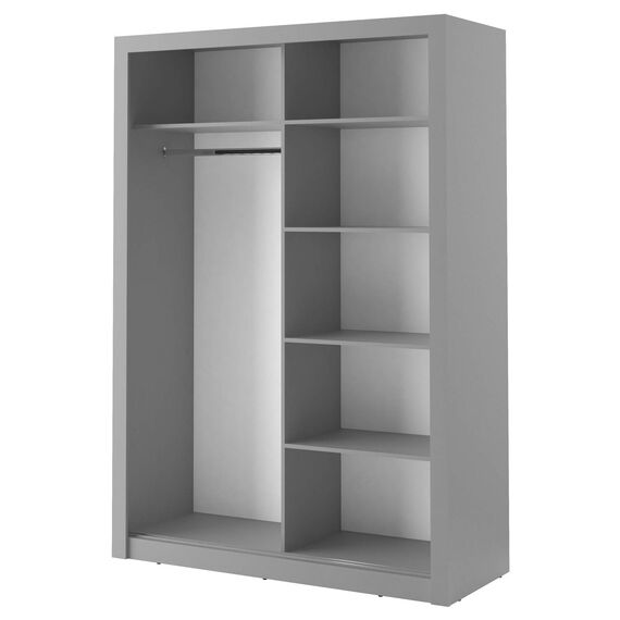 Schwebetürenschrank Kleiderschrank AR-04 ARTI Garderobenschrank mit Spiegel Schiebetürenschrank (Grau Matt)