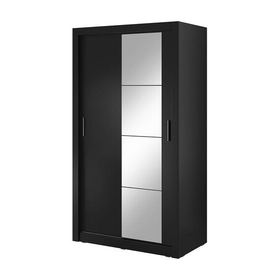 Schwebetürenschrank Kleiderschrank AR-06 ARTI Garderobenschrank mit Spiegel Schiebetürenschrank (Schwarz Matt)