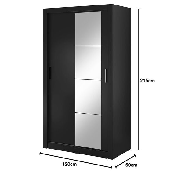Schwebetürenschrank Kleiderschrank AR-06 ARTI Garderobenschrank mit Spiegel Schiebetürenschrank (Schwarz Matt)