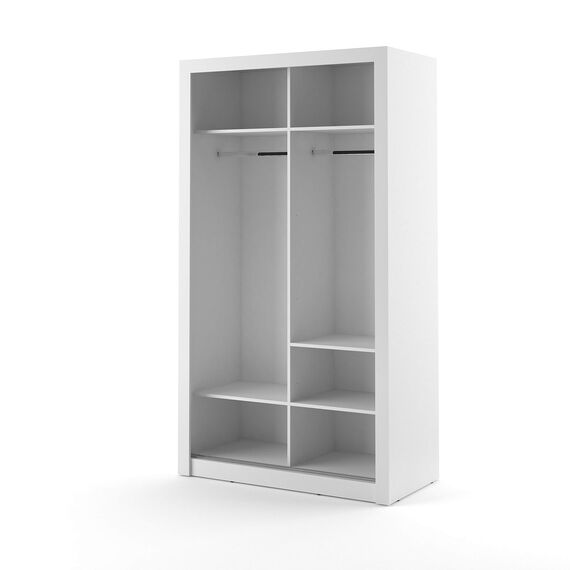 Schwebetürenschrank Kleiderschrank AR06 ARTI Garderobenschrank mit Spiegel Schiebetürenschrank (Weiß Matt)