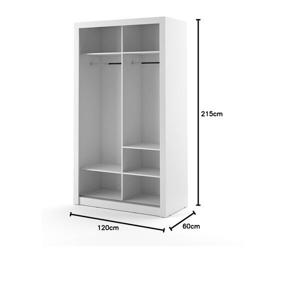 Schwebetürenschrank Kleiderschrank AR06 ARTI Garderobenschrank mit Spiegel Schiebetürenschrank (Weiß Matt)
