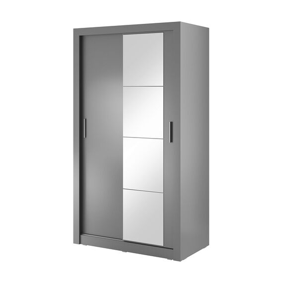 Schwebetürenschrank Kleiderschrank AR-06 ARTI Garderobenschrank mit Spiegel Schiebetürenschrank (Grau Matt)