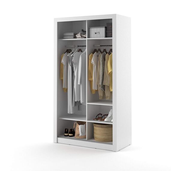 Schwebetürenschrank Kleiderschrank AR06 ARTI Garderobenschrank mit Spiegel Schiebetürenschrank (Weiß Matt)