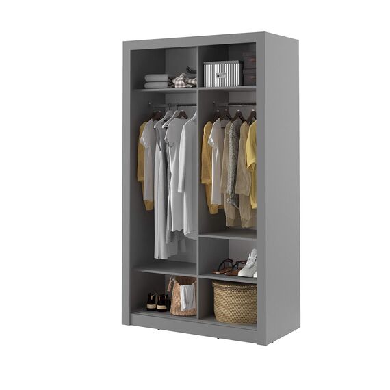 Schwebetürenschrank Kleiderschrank AR-06 ARTI Garderobenschrank mit Spiegel Schiebetürenschrank (Grau Matt)