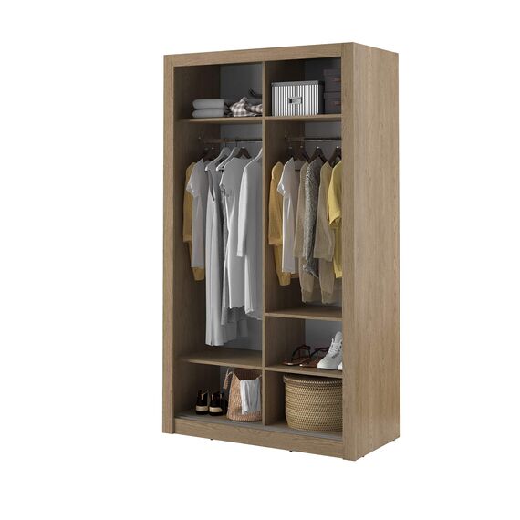 Schwebetürenschrank Kleiderschrank AR-06 ARTI Garderobenschrank mit Spiegel Schiebetürenschrank (Shetland Eiche)