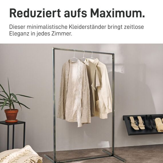 Natural Goods Berlin 1x Kleiderständer Rechteck Design Garderobe freistehend, Metall, minimalistisch, stabil, DIY (Industrial, H 140cm x B 80cm)