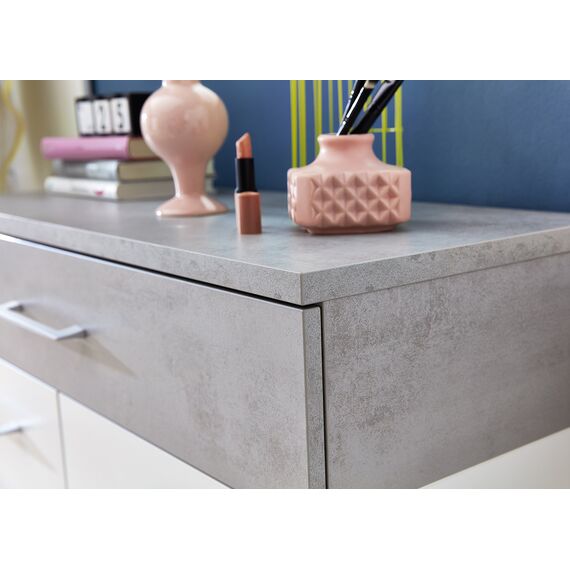 Germania 3770-531 Schuhschrank GW-Topix in Weiß/Beton-Optik, 89 x 118 x 37 cm (BxHxT)