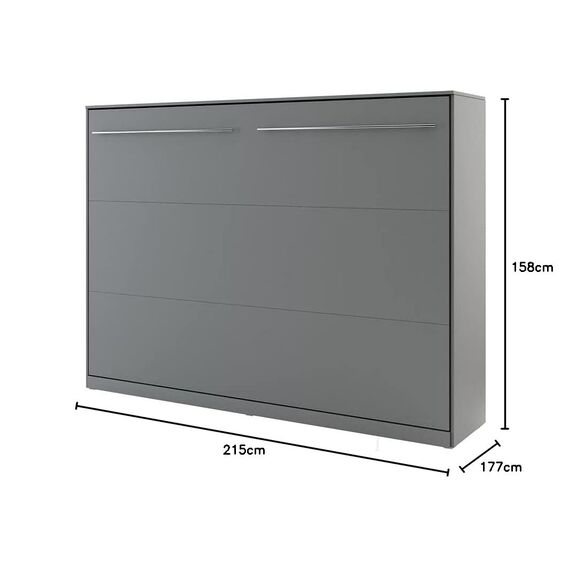 Schrankbett Concept PRO Horizontal, Wandklappbett, Bettschrank, Wandbett, Schrank mit integriertem Klappbett, Funktionsbett (140 x 200 cm, Grau, Horizontal)