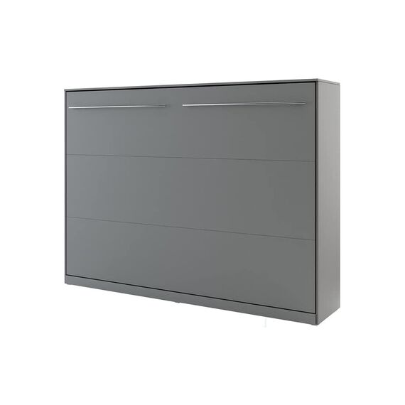 Schrankbett Concept PRO Horizontal, Wandklappbett, Bettschrank, Wandbett, Schrank mit integriertem Klappbett, Funktionsbett (140 x 200 cm, Grau, Horizontal)