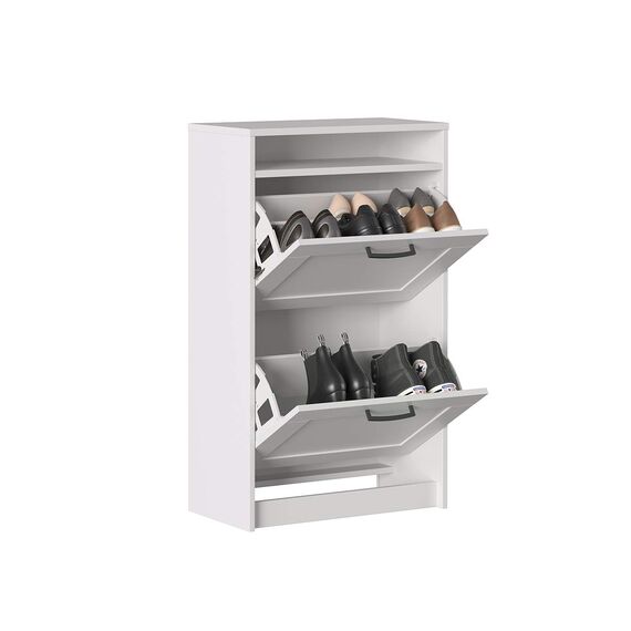 Iconico Home Schuhschrank mit 2 Türen, doppelte Tiefe mit ergonomischen Griffen 60x30xh99,5 cm Weiß matt