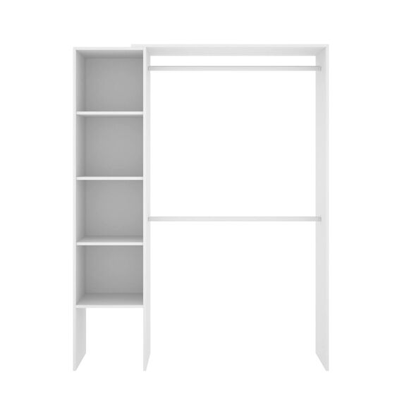 Dmora - Großer Kleiderschrank Makalu, Struktur für begehbaren Kleiderschrank, offener Kleiderbügel, 140 x 40 x 187 cm, Weiß