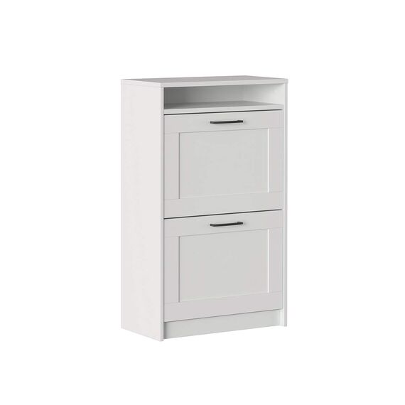 Iconico Home Schuhschrank mit 2 Türen, doppelte Tiefe mit ergonomischen Griffen 60x30xh99,5 cm Weiß matt