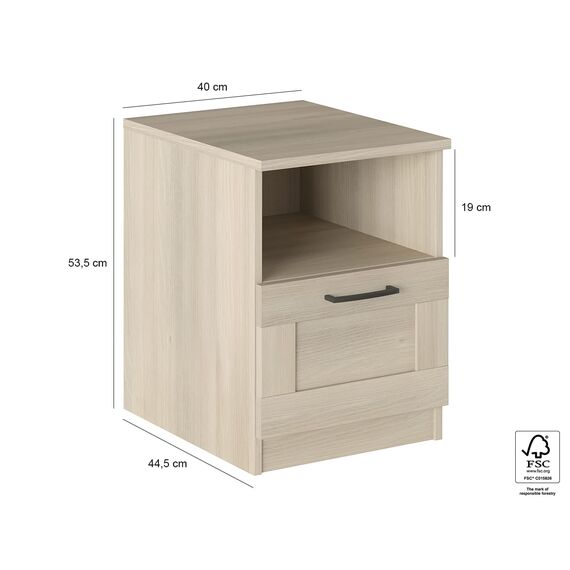 Iconico Home MIK Traditional, Nachttisch mit Tagebuch und Schublade mit Rollschienen und ergonomischem Griff