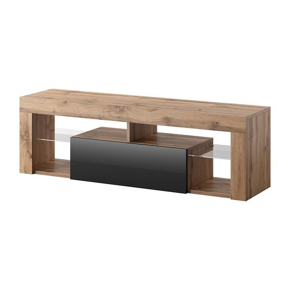 Selsey TV Schrank Board Sideboard Fernsehtisch Fernsehschrank 140 cm Stehend Eiche Lancelot Schwarz Bianko
