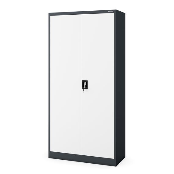 Jan Nowak Metallschrank 185 x 90 x 45 cm | Büroschrank Abschließbar mit Kleiderstange, Pulverbeschichtung | Aufbewahrungsschrank Umkleideschrank Spind Kleiderstange | Anthrazit-Weiß