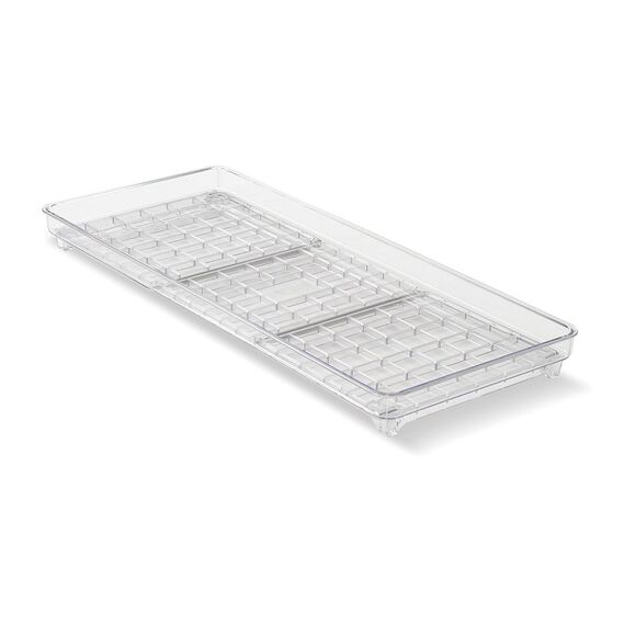 madesmart Transparentes stapelbares Regal, groß, Schrank-Kollektion, Organizer für Schrank oder Theke, zusammenklappbare Beine zur Aufbewahrung, rutschfeste Gummifüße