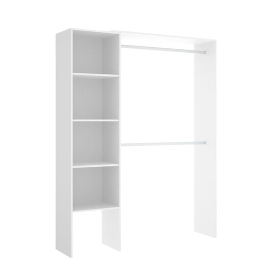 Dmora - Großer Kleiderschrank Makalu, Struktur für begehbaren Kleiderschrank, offener Kleiderbügel, 140 x 40 x 187 cm, Weiß