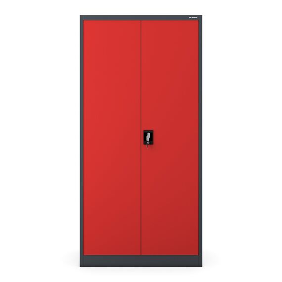 Jan Nowak Metallschrank 185 x 90 x 45 cm | Büroschrank Abschließbar mit Kleiderstange, Pulverbeschichtung | Aufbewahrungsschrank Umkleideschrank Spind Kleiderstange | Anthrazit-Rot