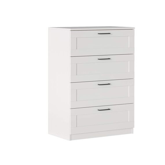Iconico Home MIK Traditional, Kommode mit 4 Schubladen, Schlafzimmer, Jugendzimmer, Studio, Hobby, 80 x 44,5 x 113 cm, Weiß