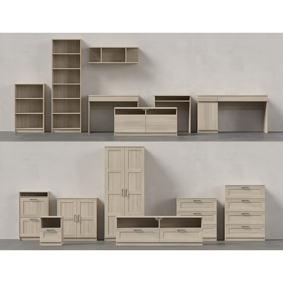 Iconico Home MIK Traditional, Schuhschrank mit 2 Türen, doppelte Tiefe mit ergonomischen Griffen 60x30xh99,5 cm Eiche