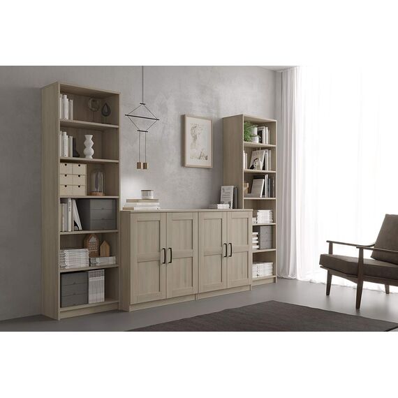 Iconico Home Schrank mit 2 Türen und ergonomischen Griffen und 2 verstellbaren Einlegeböden, 80x44,5xh87 cm