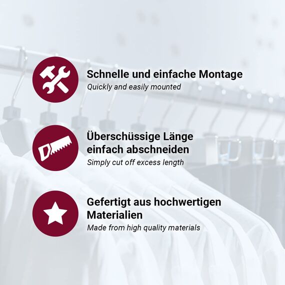 Kleiderstange für Schrank 80cm, Kleiderschrank Stange für Pax, Vielseitig Einsetzbares Kleiderstangen, Ovales Metall Schrankrohr in Verschiedenen Größen