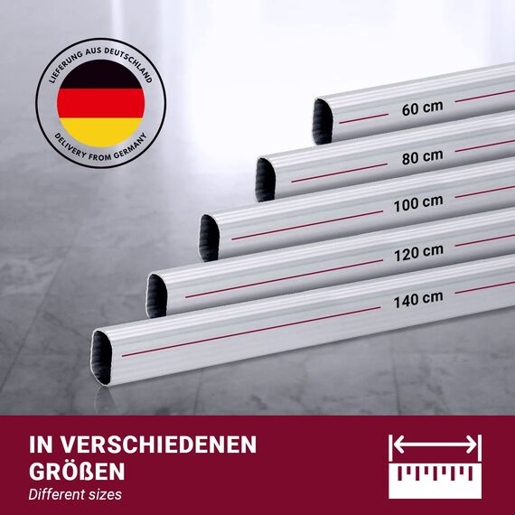 Kleiderstange für Kleiderschrank 90 cm – Schrankstange für Pax, vielseitige Kleiderstange, ovale Metall-Kleiderstange in verschiedenen Größen (inkl. 2 × Halterungen)