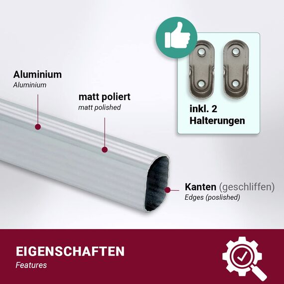 Kleiderstange für Schrank 80cm, Kleiderschrank Stange für Pax, Vielseitig Einsetzbares Kleiderstangen, Ovales Metall Schrankrohr in Verschiedenen Größen