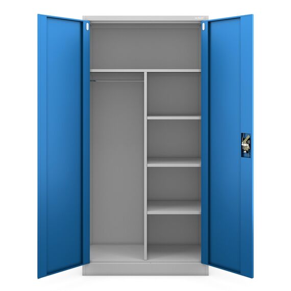 Jan Nowak Metallschrank 185 x 90 x 45 cm | Büroschrank Abschließbar mit Kleiderstange, Pulverbeschichtung | Aufbewahrungsschrank Umkleideschrank Spind Kleiderstange | Hellgrau-Blau