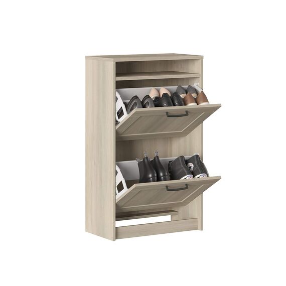 Iconico Home MIK Traditional, Schuhschrank mit 2 Türen, doppelte Tiefe mit ergonomischen Griffen 60x30xh99,5 cm Eiche