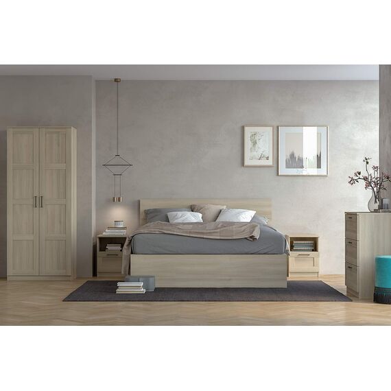 Iconico Home MIK Traditional Kommode mit 3 Schubladen auf Rollschienen, mit ergonomischem Griff, Eiche, Spanplatte, 80 x 44,5 x 87 cm