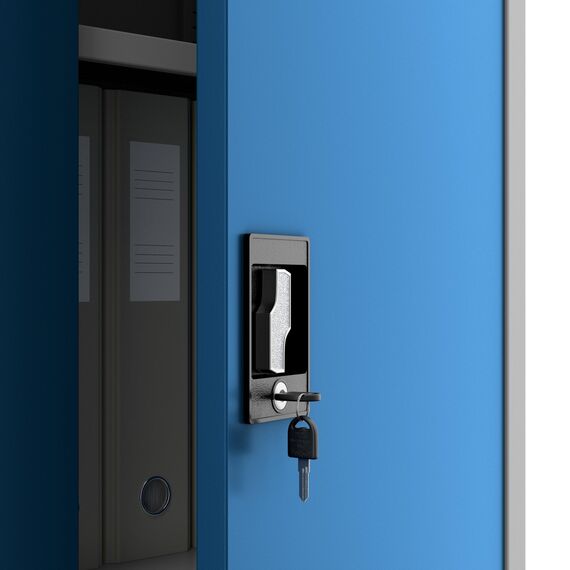 Jan Nowak Metallschrank 185 x 90 x 45 cm | Büroschrank Abschließbar mit Kleiderstange, Pulverbeschichtung | Aufbewahrungsschrank Umkleideschrank Spind Kleiderstange | Hellgrau-Blau