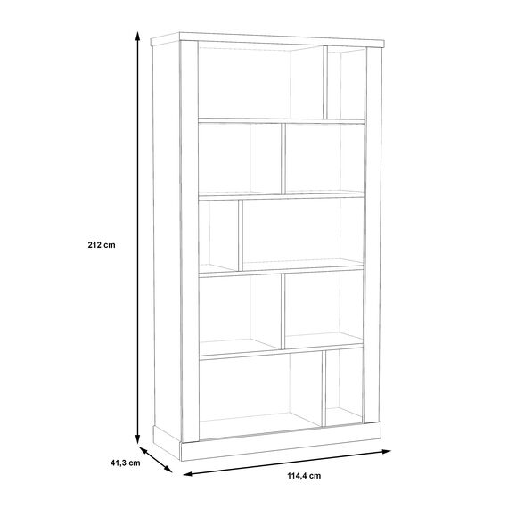 FORTE DURO Regal, Holzwerkstoff, Pnie Weiß /Antikeiche, 114,4 x 212 x 41,3 cm
