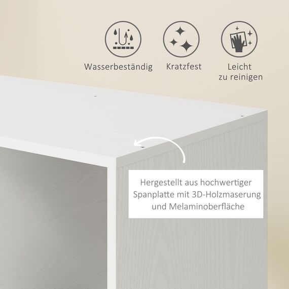 HOMCOM Kleiderschrank auf Rollen, Mobile Garderobe, 1 Kleiderstange, 3 Regale, Garderobenschrank, Rollbarer Kleiderständer für Flur, Schlafzimmer, 80 x 40 x 128 cm, Weiß