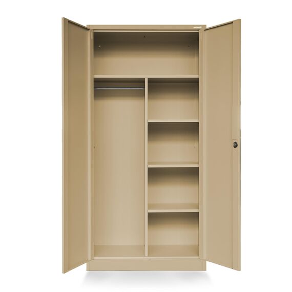 Jan Nowak Metallschrank 185 x 90 x 45 cm | Büroschrank Abschließbar mit Kleiderstange, Pulverbeschichtung | Aufbewahrungsschrank Umkleideschrank Spind Kleiderstange | Beige